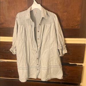 Free People Denim Button-Up Tunic